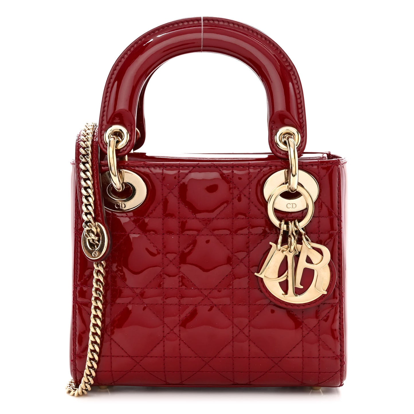 Patent Cannage Mini Lady Dior Red