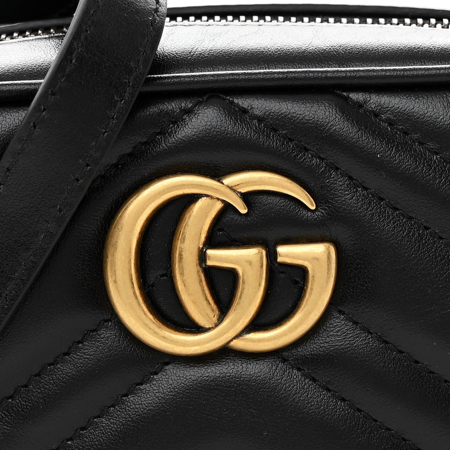 Calfskin Matelasse Mini GG Marmont Chain Shoulder Bag Black