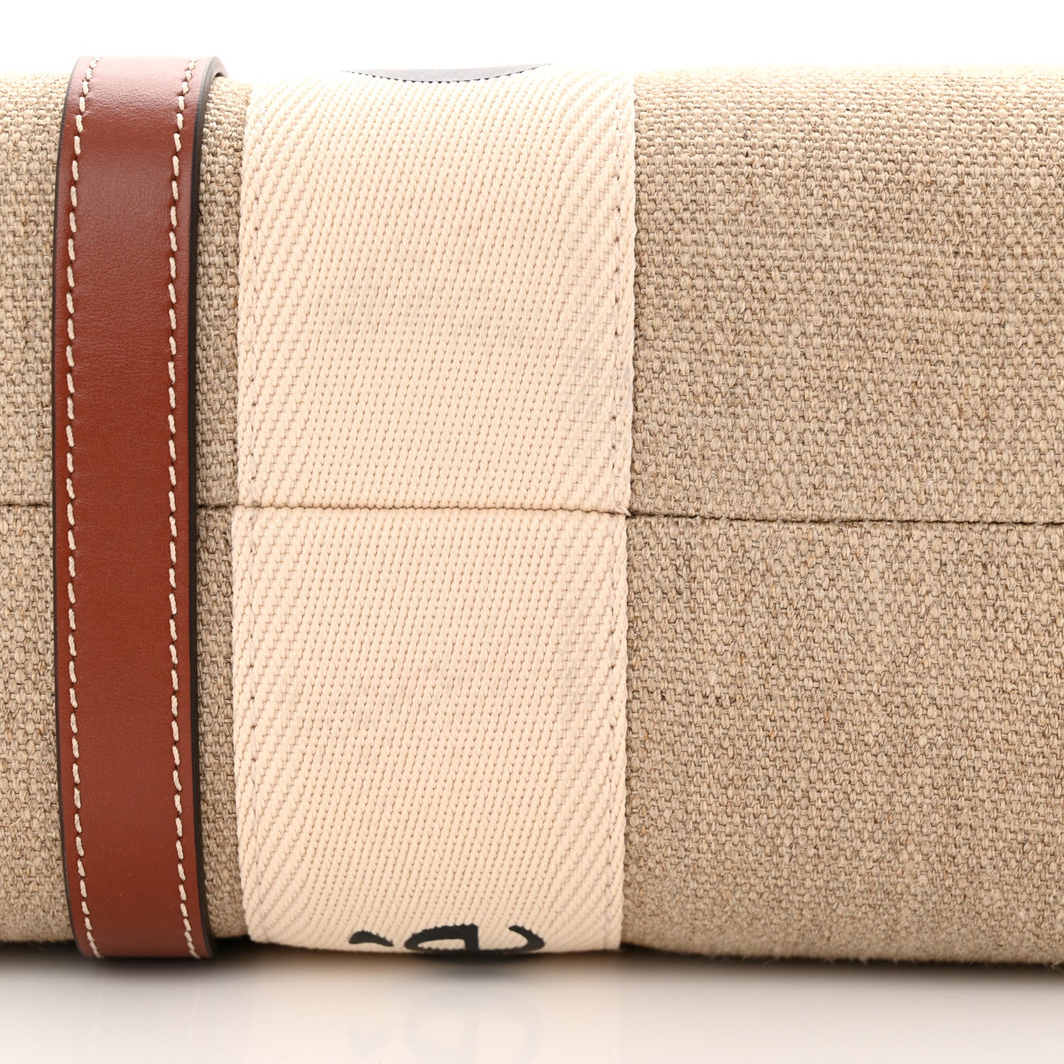 Chloe Linen Calfskin Medium Woody Ribbon Tote White Brown 14 of 15