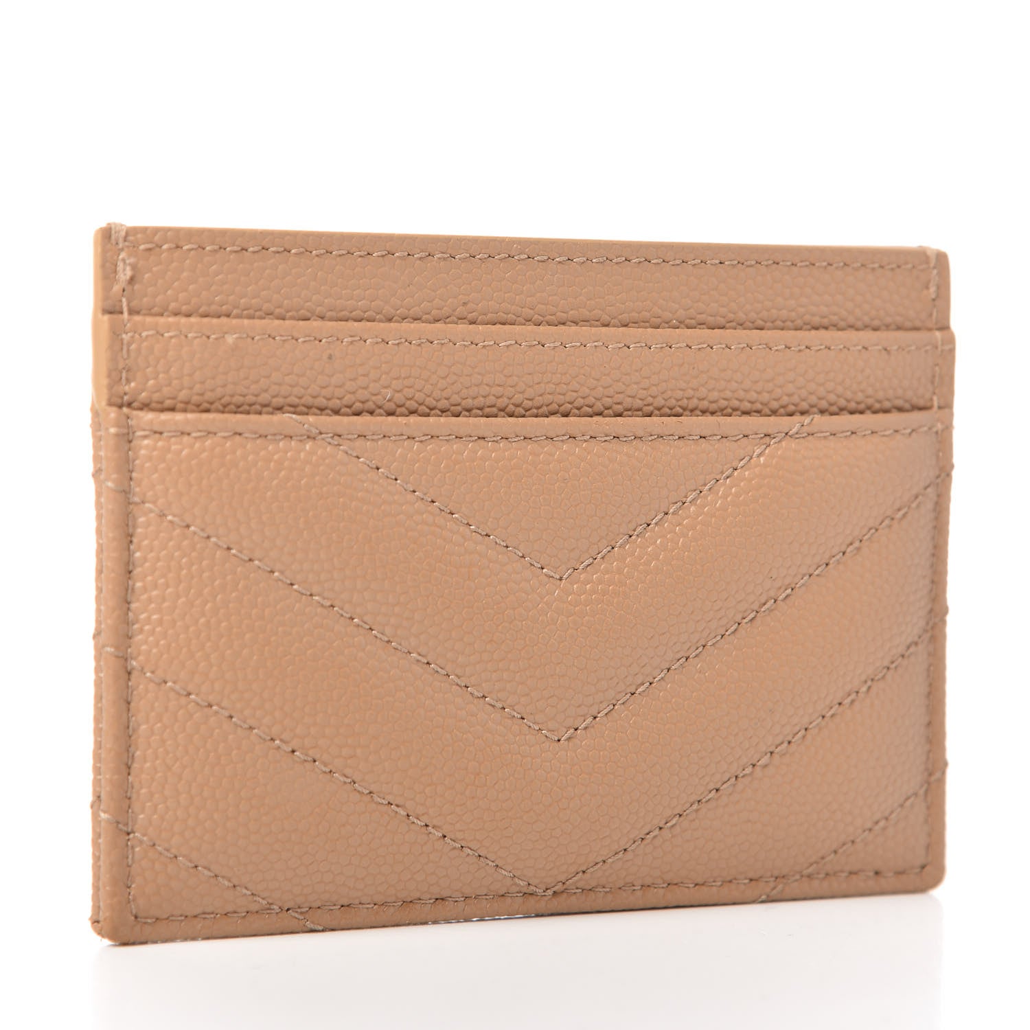 Saint Laurent Grain De Poudre Matelasse Chevron Monogram Credit Card Case Cork 3 of 8