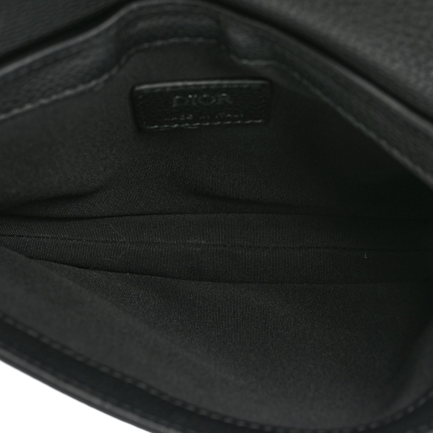 Grained Calfskin Saddle Messenger Bag Black
