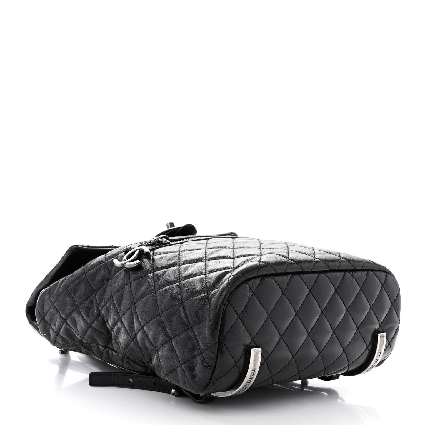 Glazed Calfskin Quilted Large Salzburg Backpack Black
