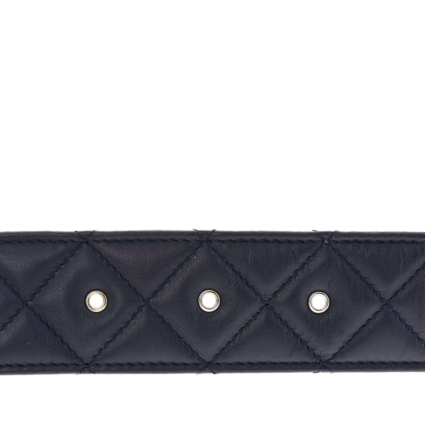 Lambskin Quilted CC Belt 85 34 Navy Blue