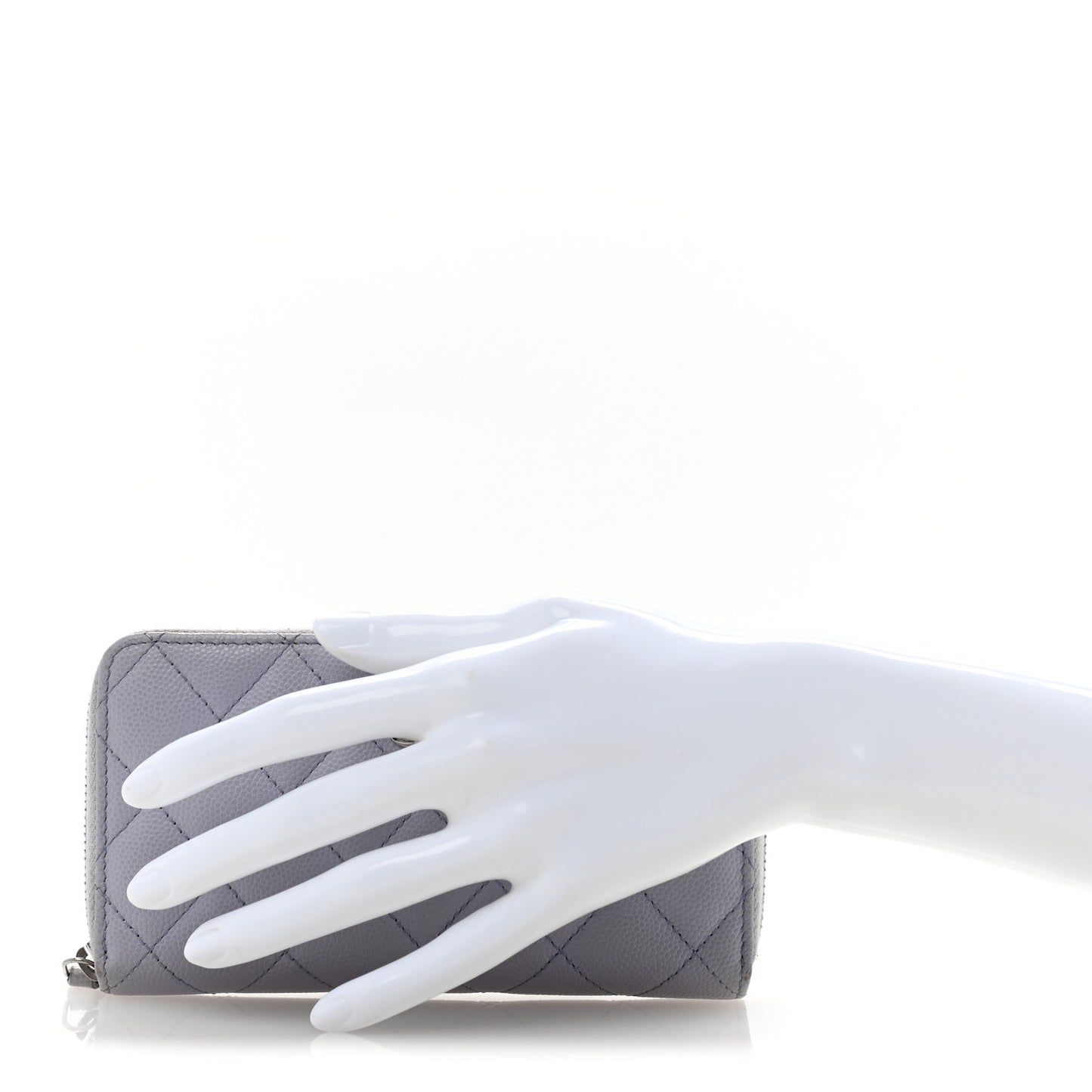 Caviar Quilted Medium Zip Around Wallet Light Purple