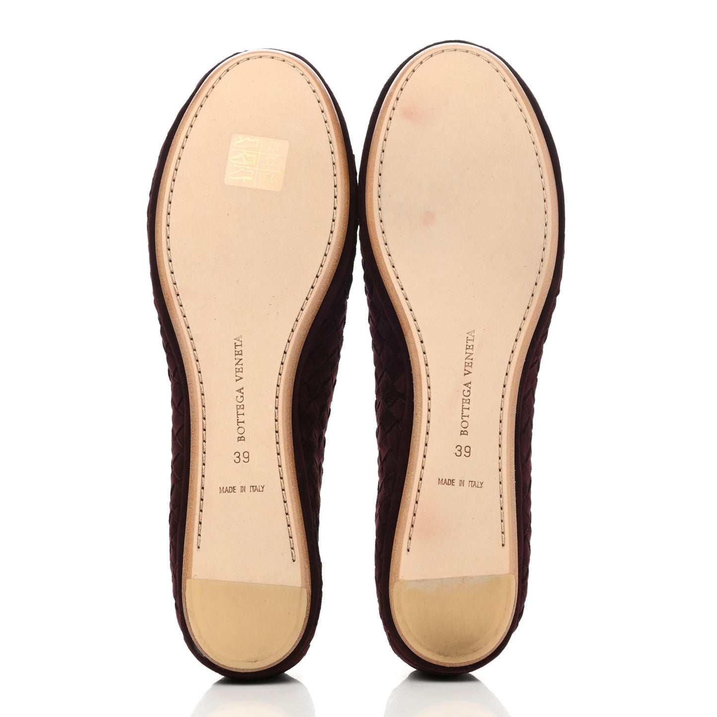 Suede Intrecciato Flats 39 Maroon