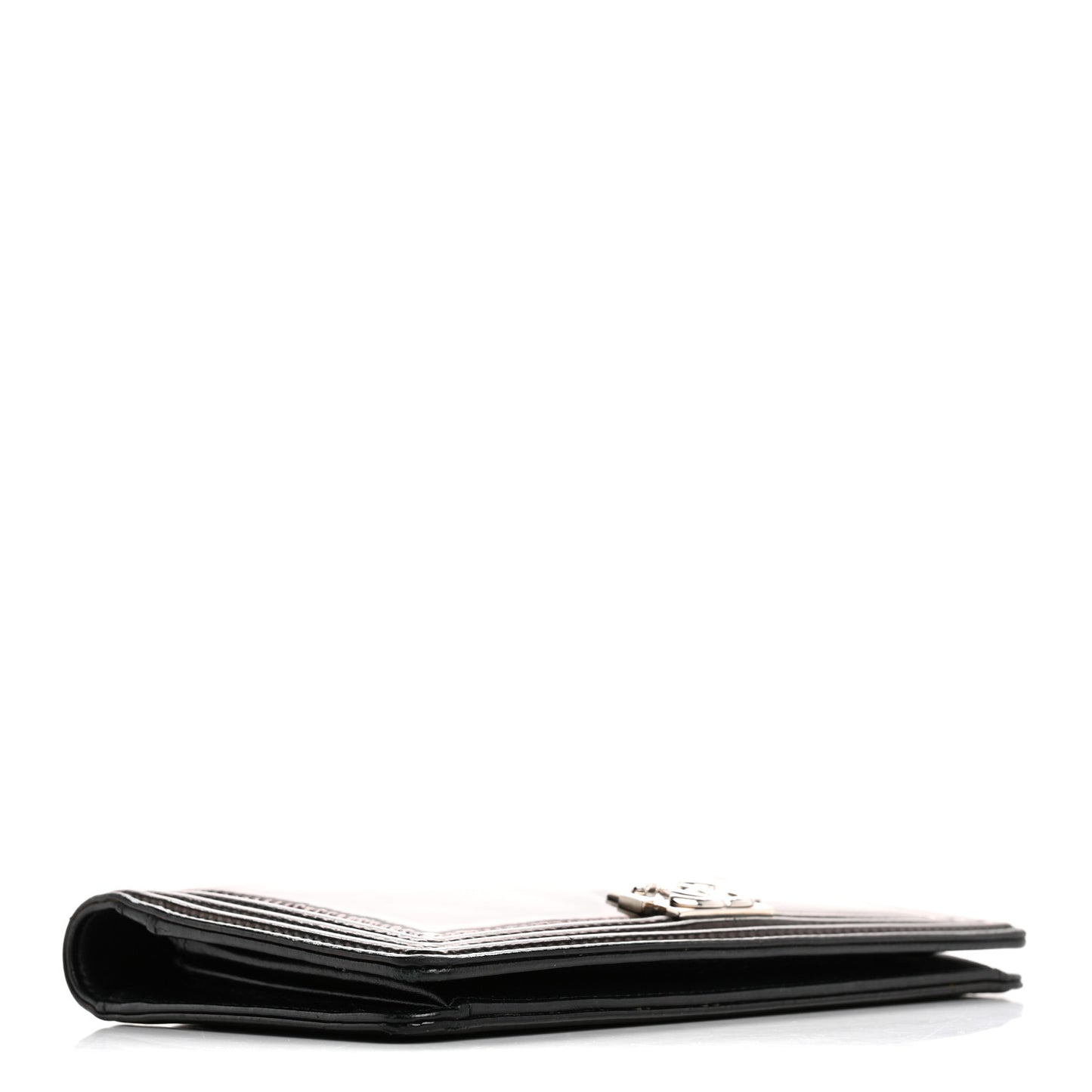Glazed Calfskin Boy Yen Wallet Black