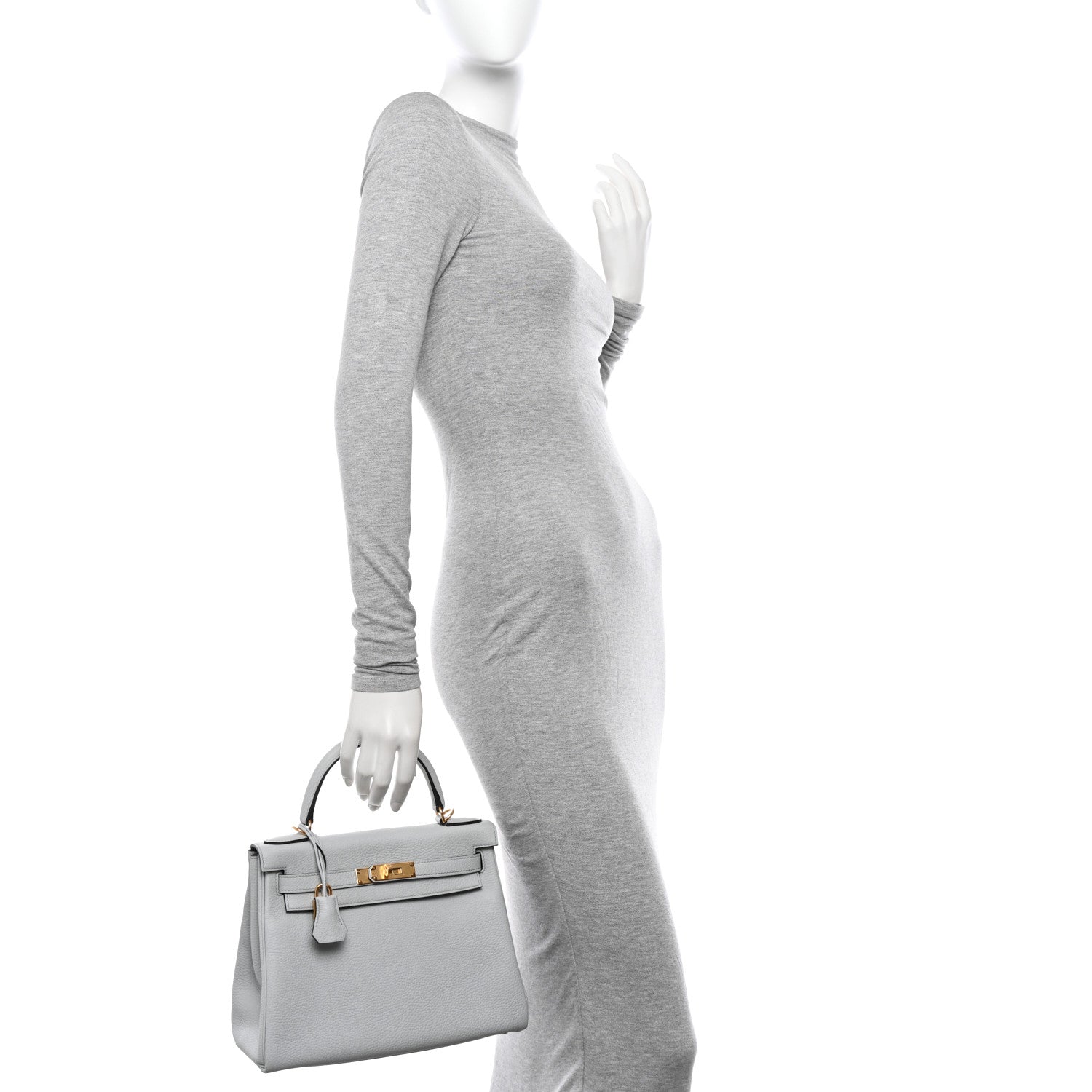 Hermes Taurillon Clemence Kelly Retourne 28 Bleu Pale 2 of 11