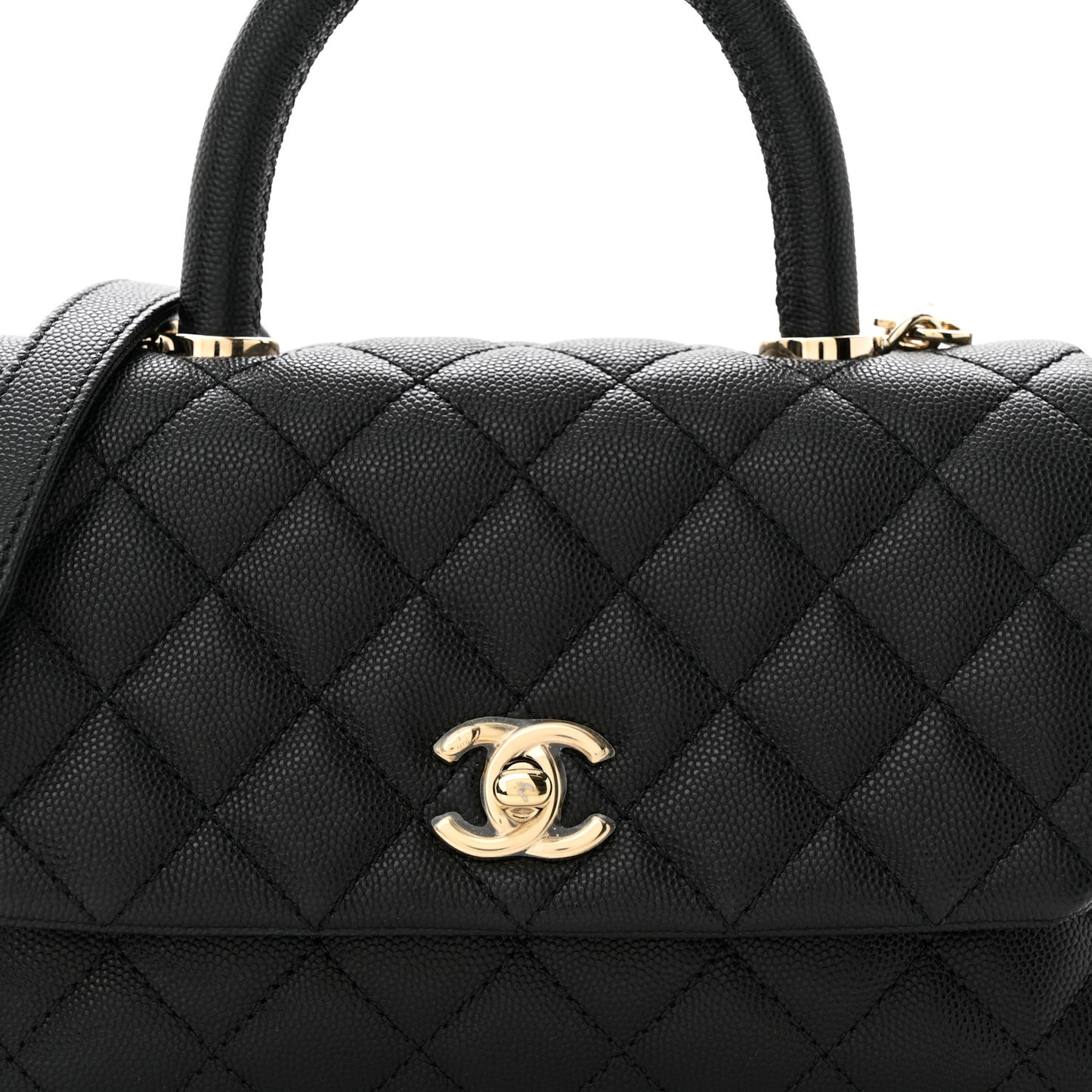 Caviar Quilted Mini Coco Handle Flap Black