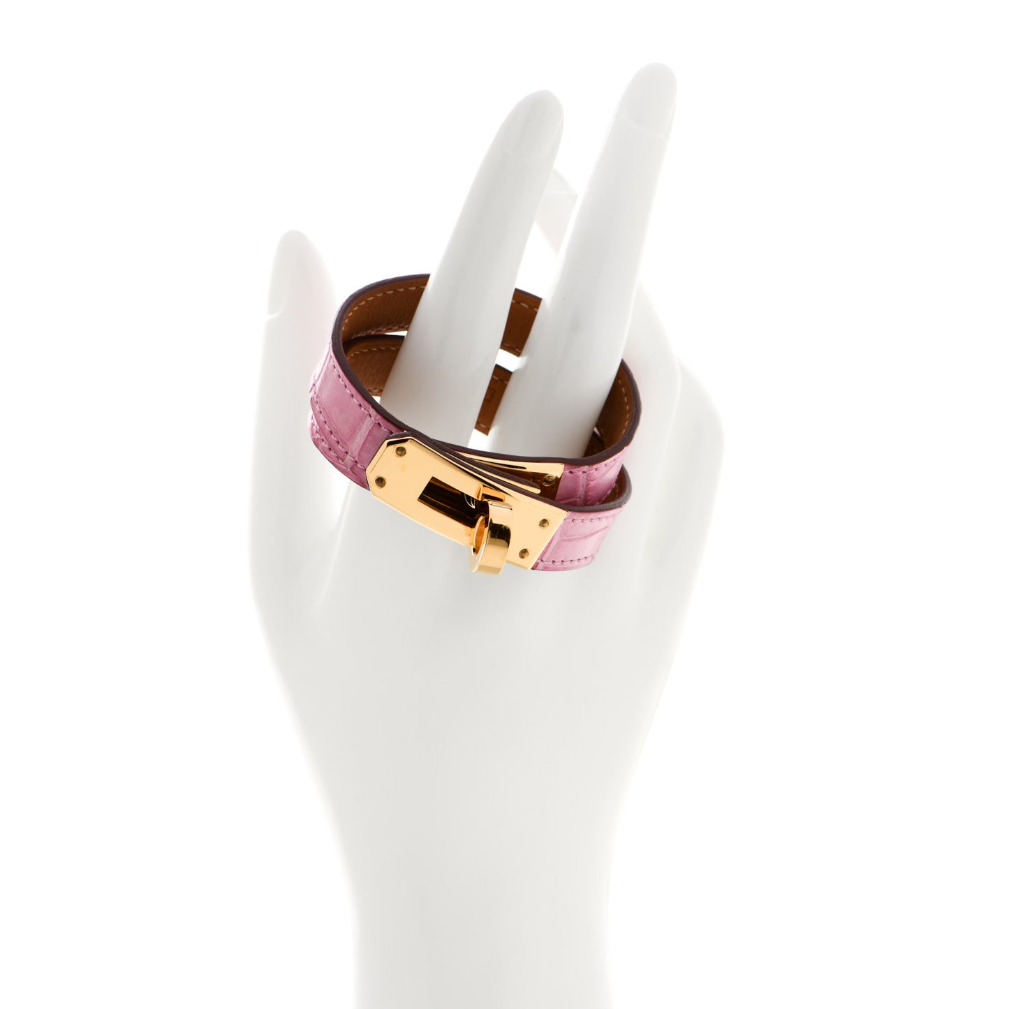 Matte Alligator Kelly Double Tour Bracelet 5P Pink
