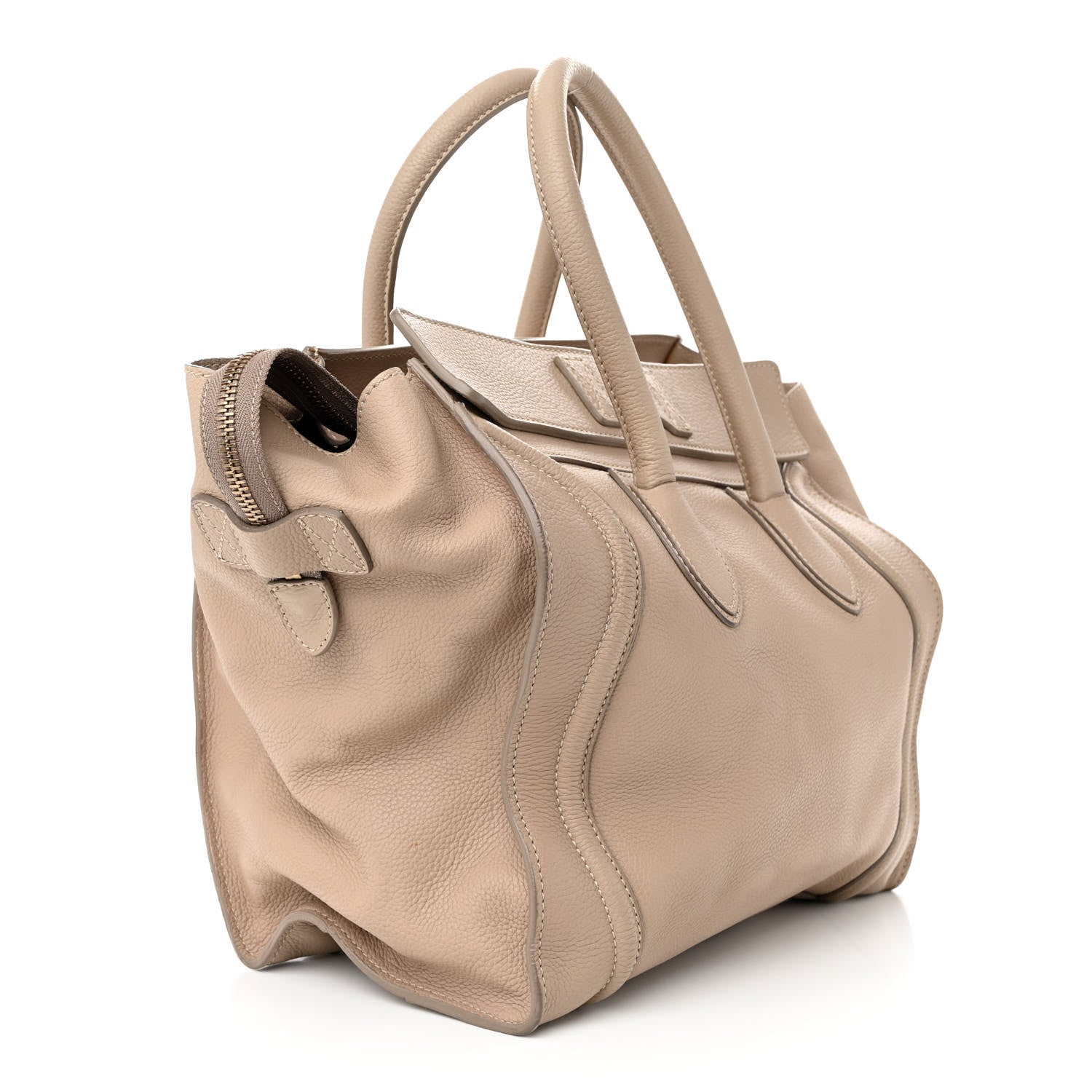 Celine Drummed Calfskin Mini Luggage Dune 3 of 20