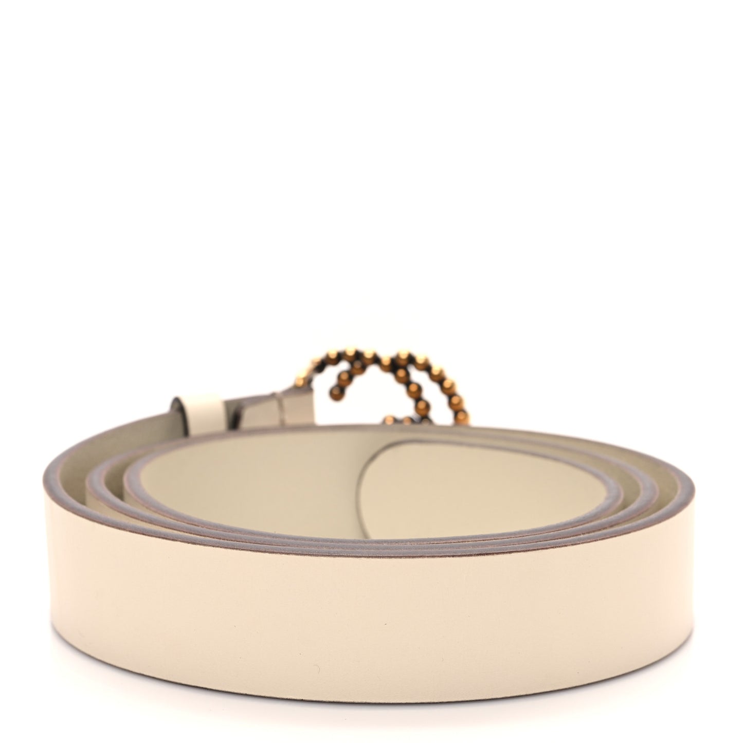 Margaux Calfskin Studded Interlocking G 30mm Belt 95 38 Mystic White