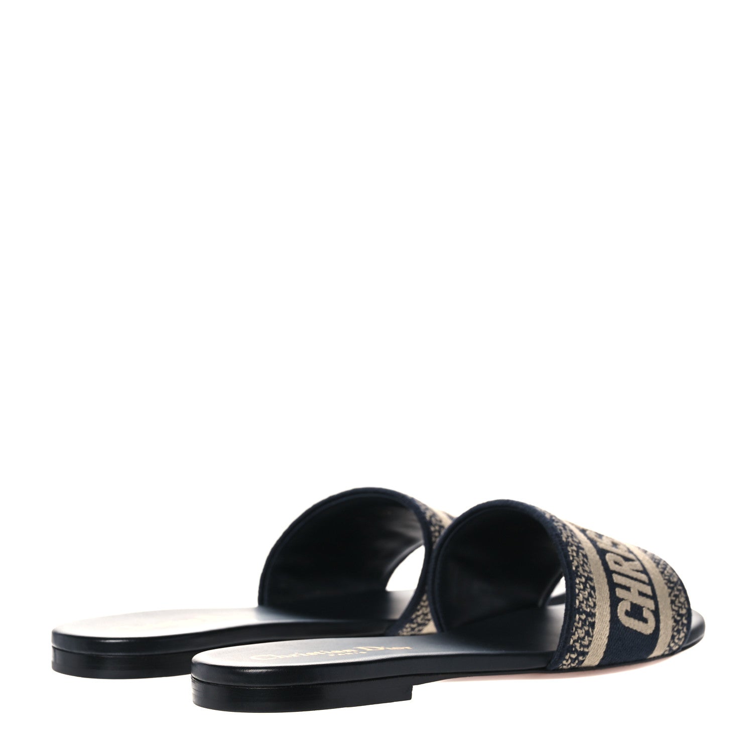Christian Dior Canvas Embroidered Dway Mules Slide Sandals 36 Deep Blue 4 of 9
