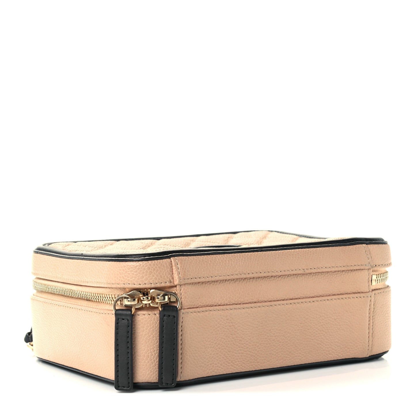 Caviar Quilted Medium CC Filigree Vanity Case Beige Black