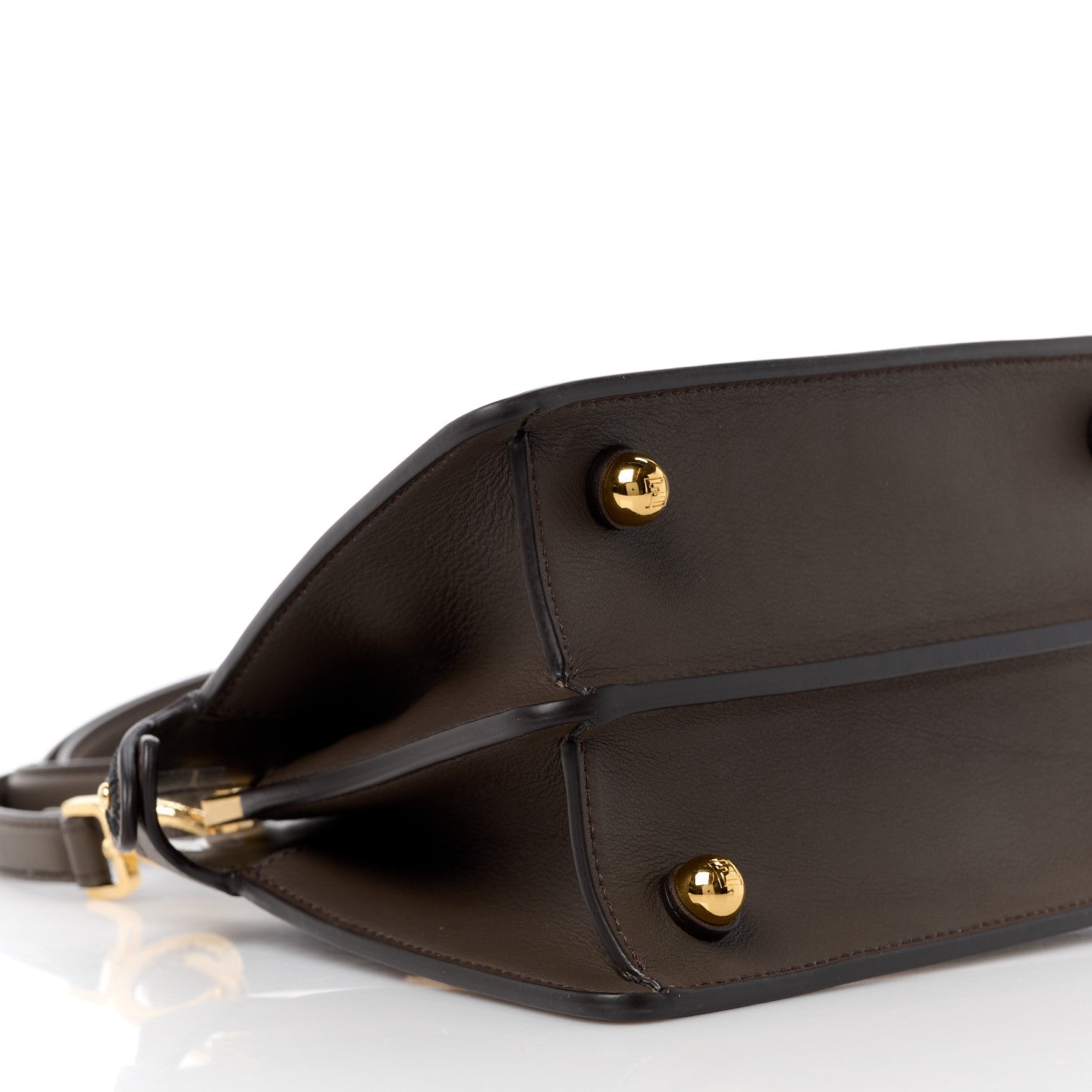 Fendi Vitello Seta Shiny Nappa Floral Embroidered Petite Peekaboo I SEE U Satchel Carbone Black 11 of 14