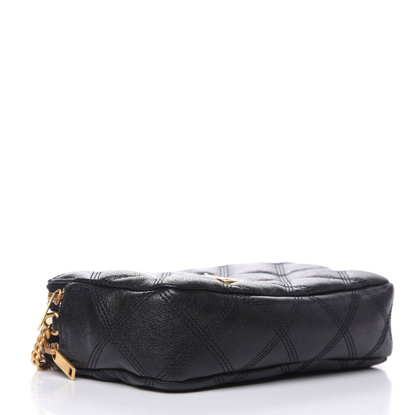 Grained Lambskin Quilted Mini Becky Double Zip Bag Black