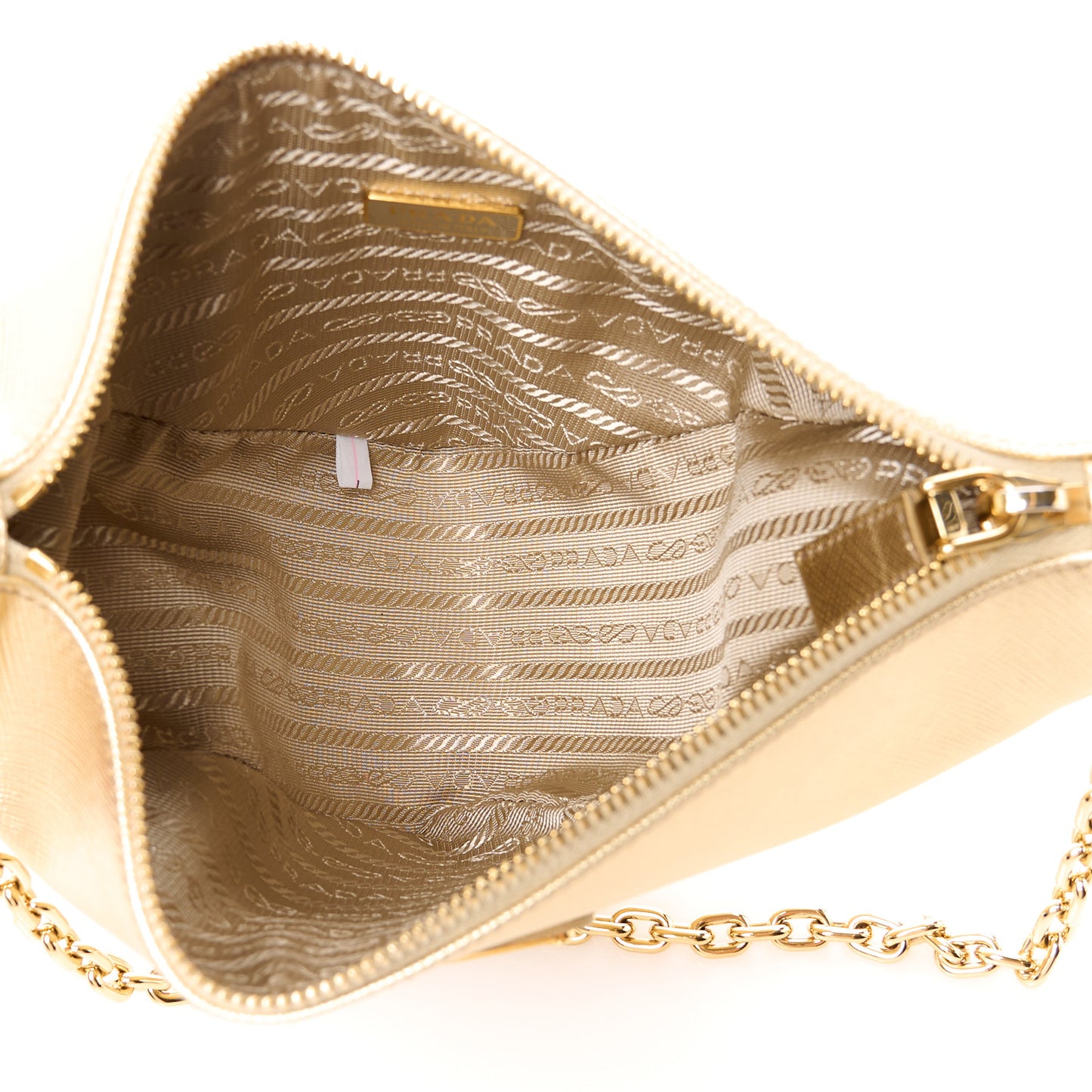 Saffiano Lux Triangle Shoulder Bag Platino