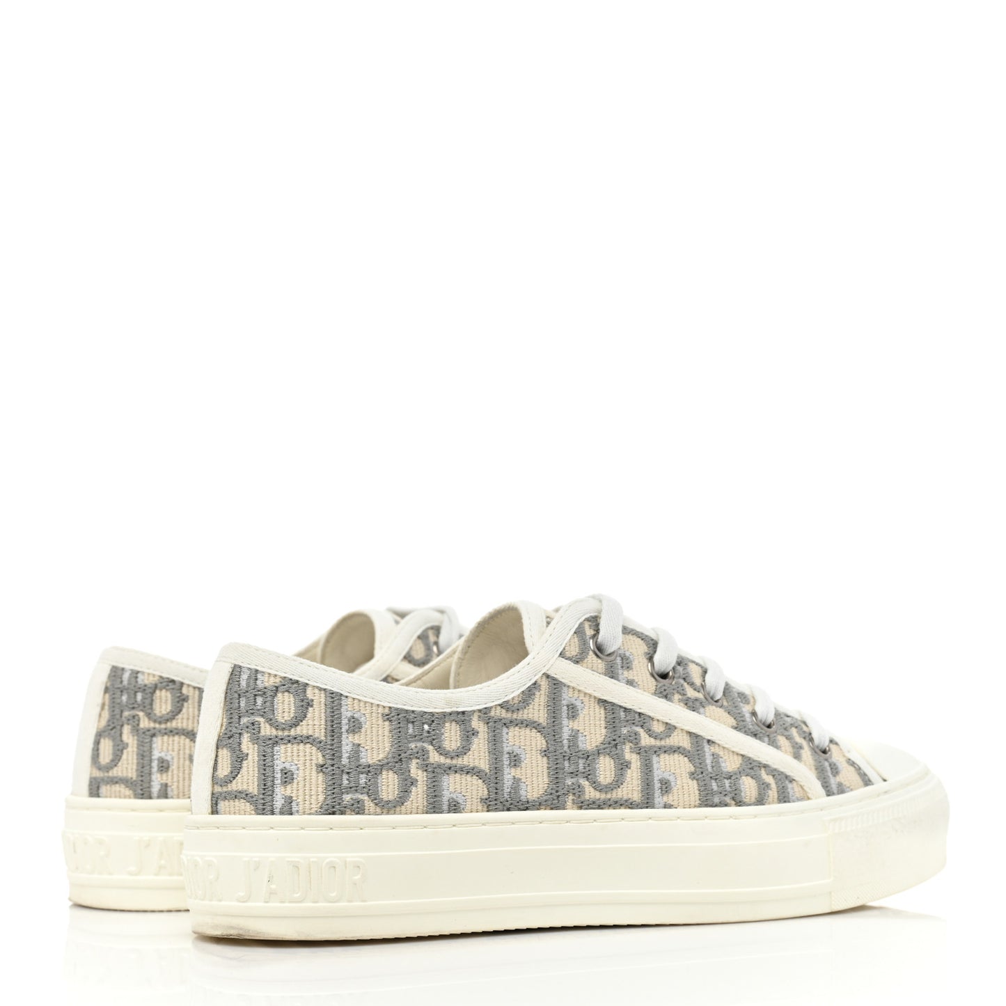 Canvas Oblique Walk'N'Dior Low Top Sneakers 36.5 Grey Stone