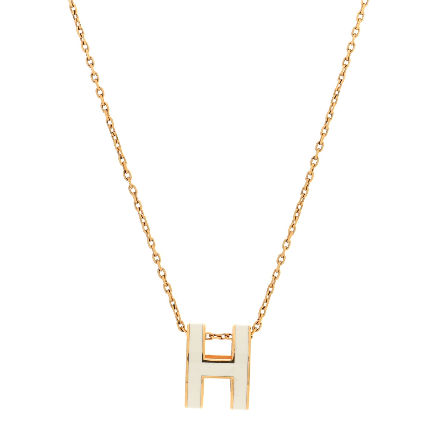 Lacquered Gold Pop H Pendant Necklace White