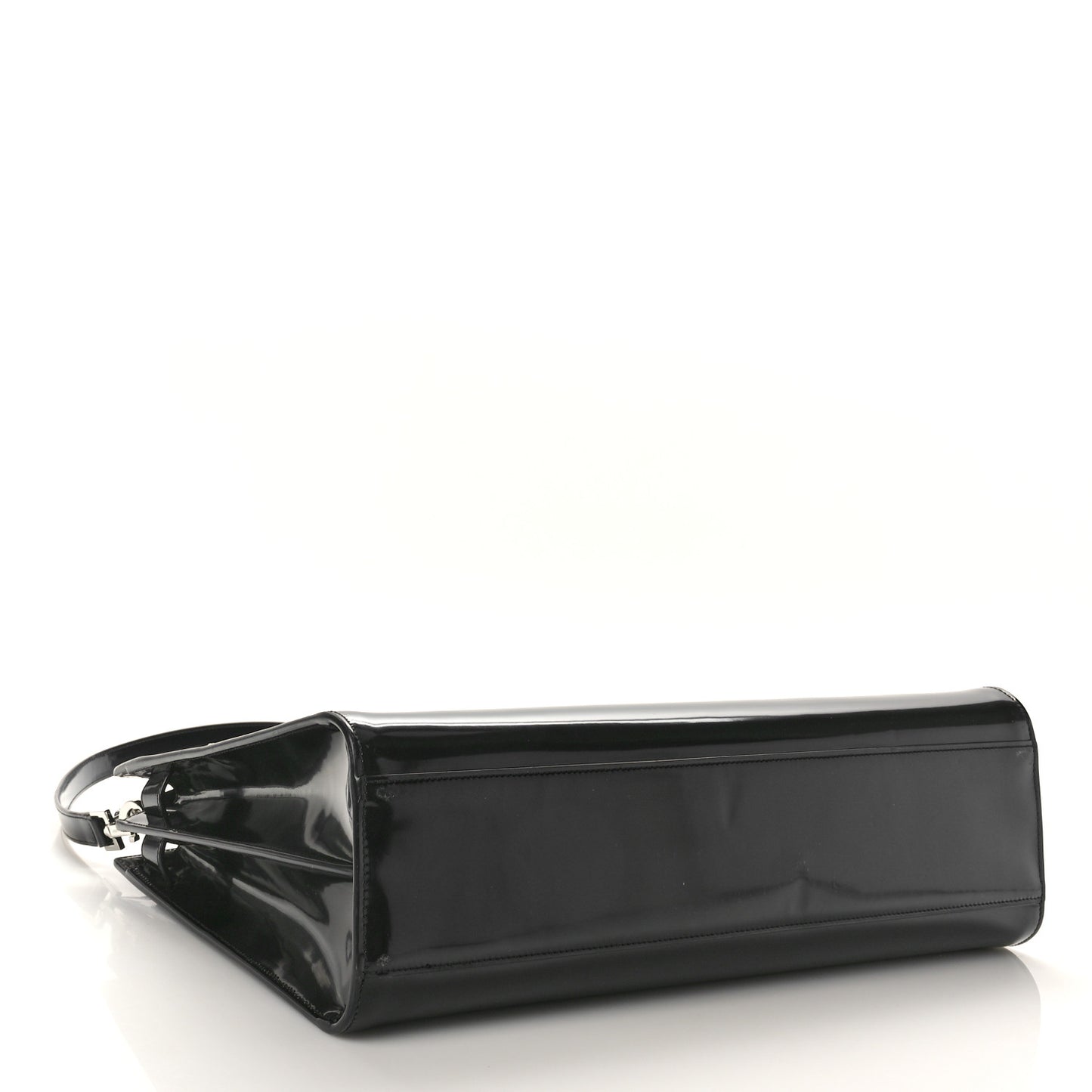 Patent Calfskin Large Thin Sac De Jour Black
