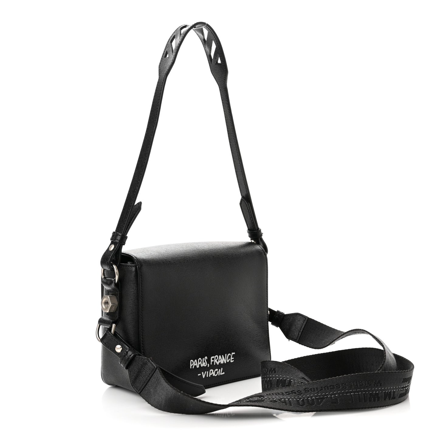 Saffiano For Display Only Binder Clip Shoulder Bag Black