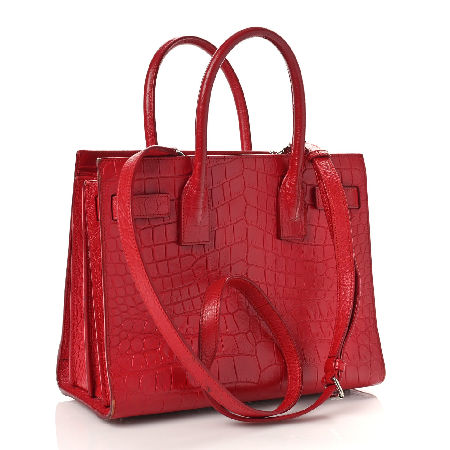 Calfskin Crocodile Embossed Baby Sac De Jour Red