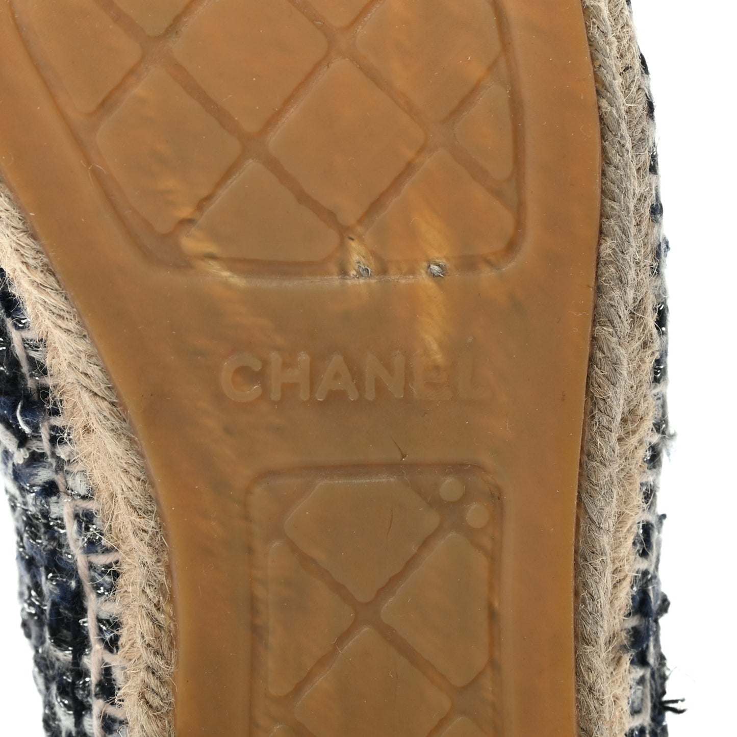 Metallic Tweed Lambskin CC Espadrilles 40 Blue Black Silver