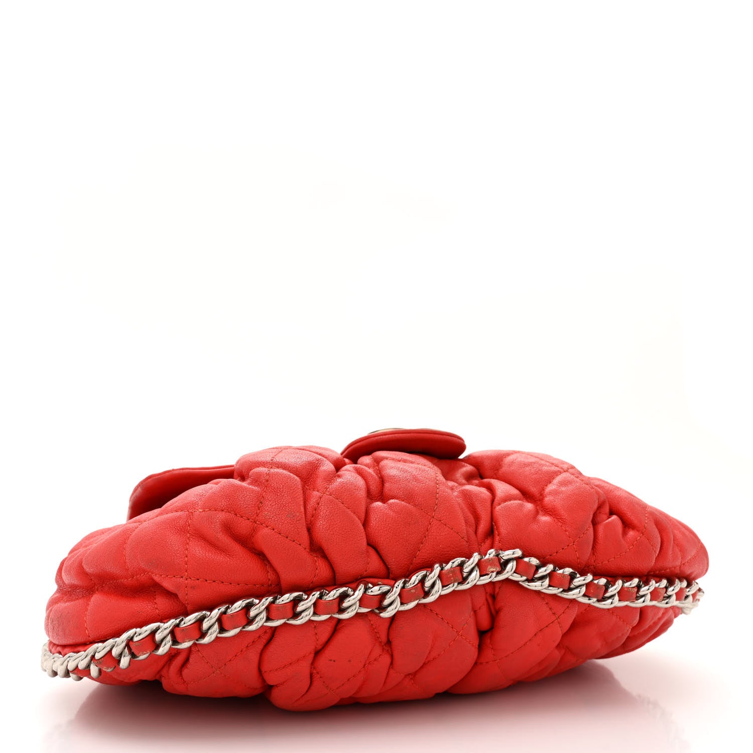 Chanel Washed Lambskin Quilted Medium Chain Around Messenger Red 4 of 20