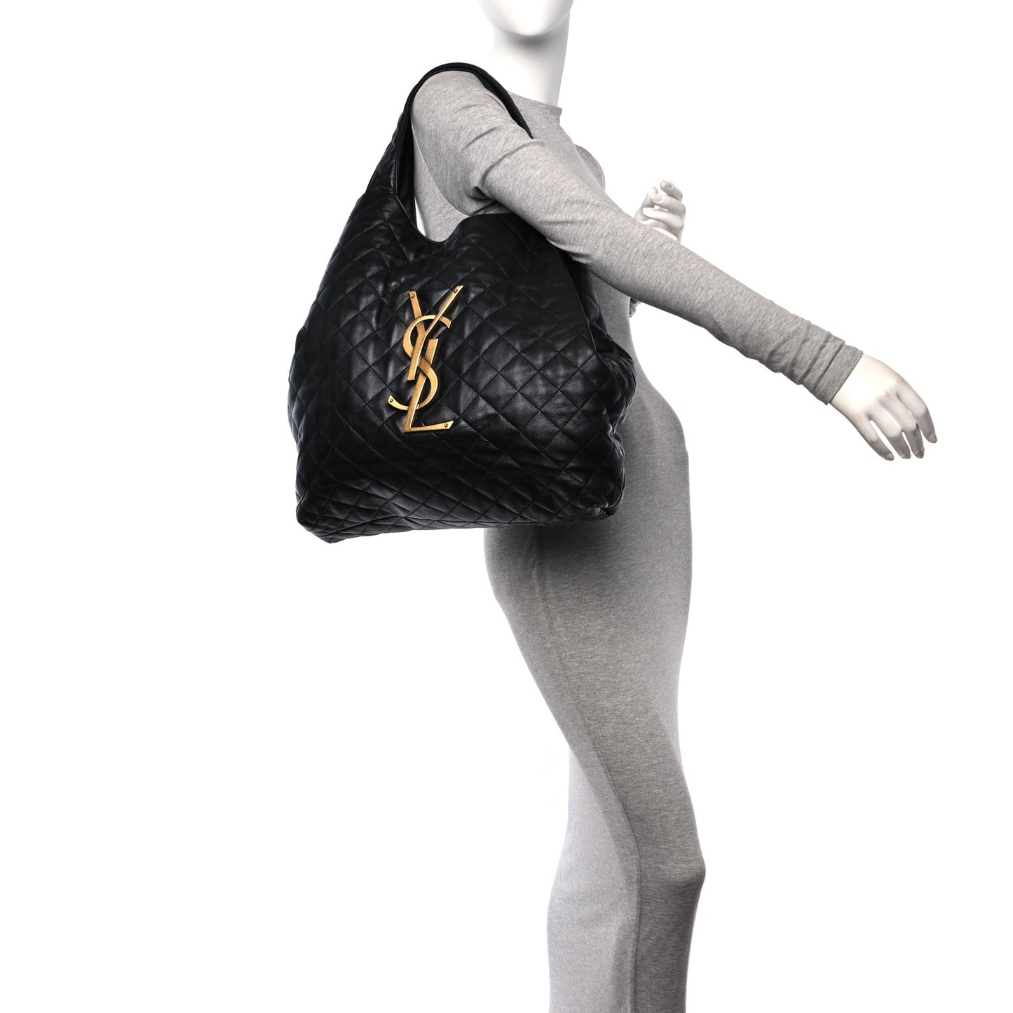 Lambskin Quilted Maxi Icare Shopping Tote Black