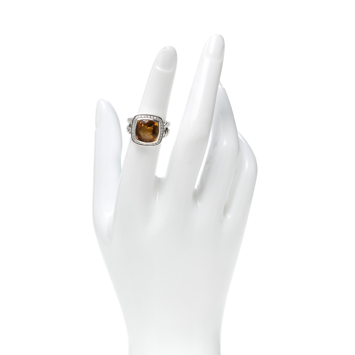 David Yurman Sterling Silver Diamond Citrine 11mm Albion Ring 51 5.75 2 of 6