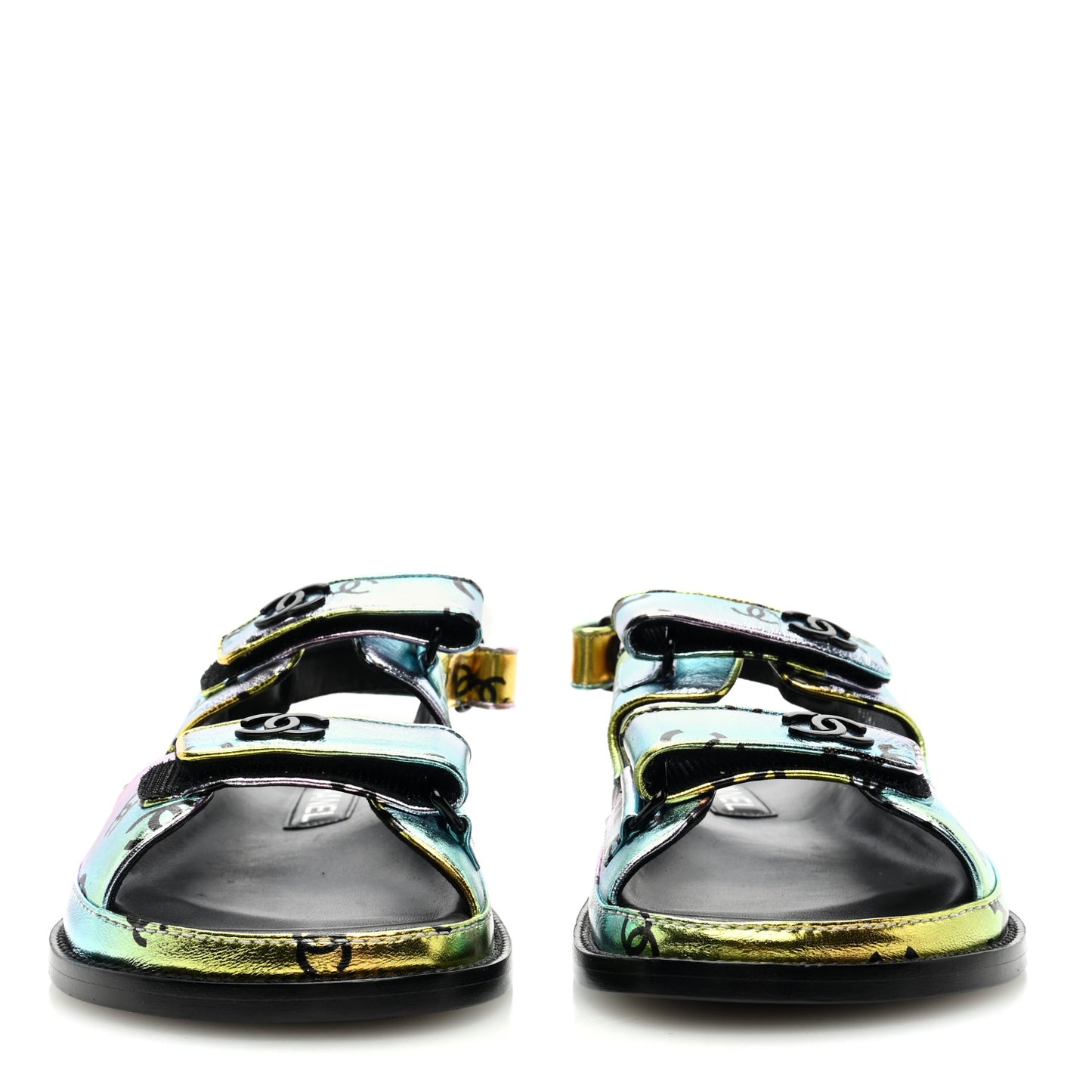 Laminated Lambskin Printed CC Dad Sandals 40 Multicolor
