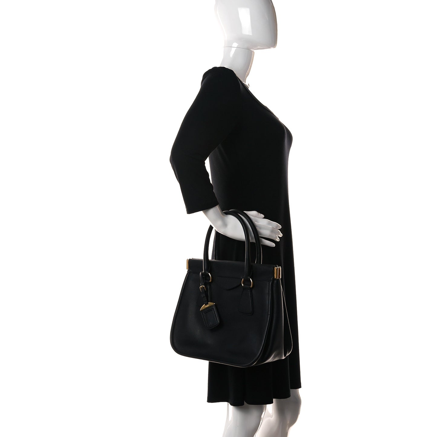 Saffiano Lux Frame Satchel Black