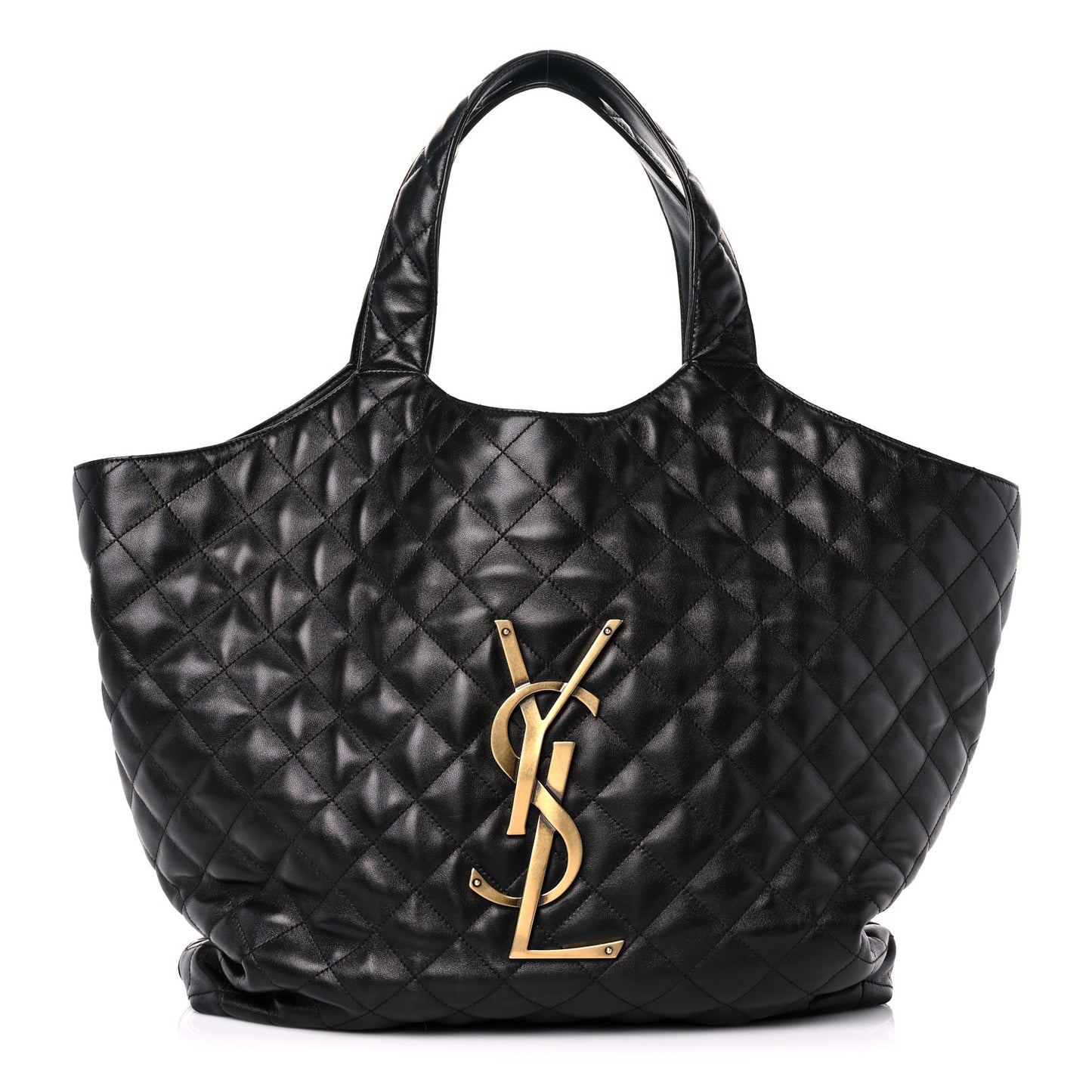Lambskin Quilted Maxi Icare Shopping Tote Black