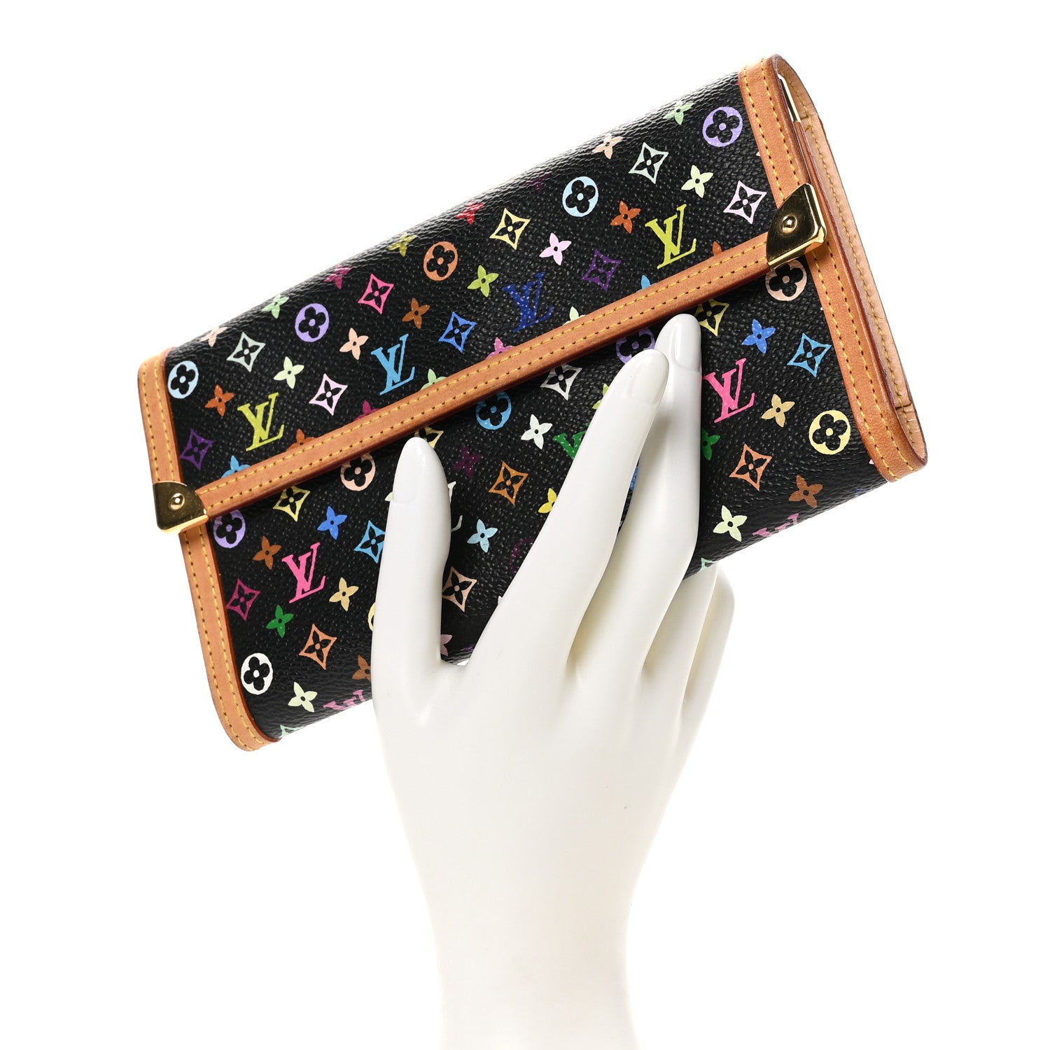 Louis Vuitton Monogram Multicolor Porte Tresor International Wallet Black 2 of 8