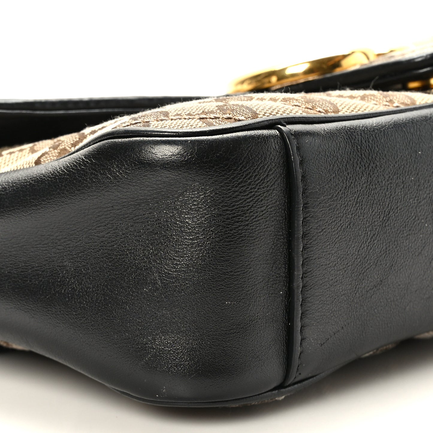 Monogram Matelasse Diagonal Small GG Marmont Shoulder Bag Beige Black