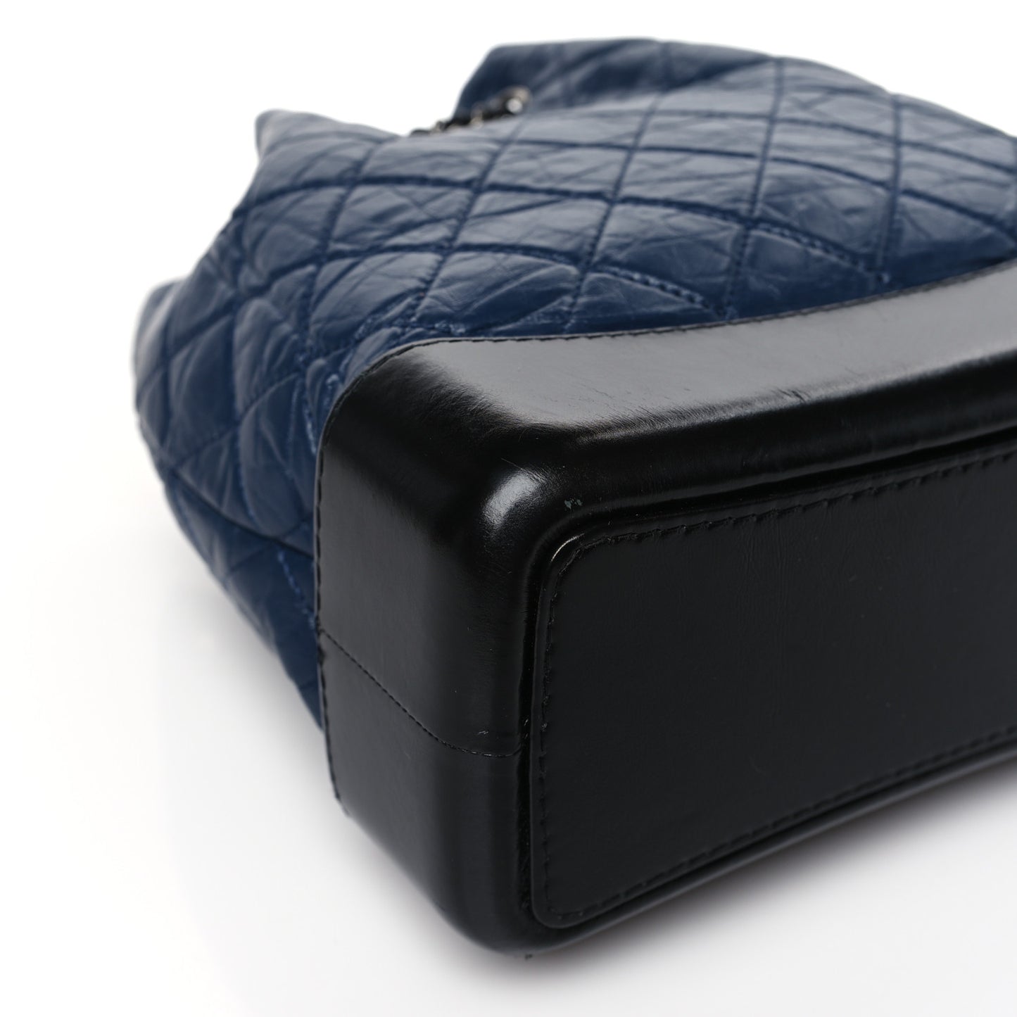 Aged Calfskin Quilted Gabrielle Backpack Navy Black