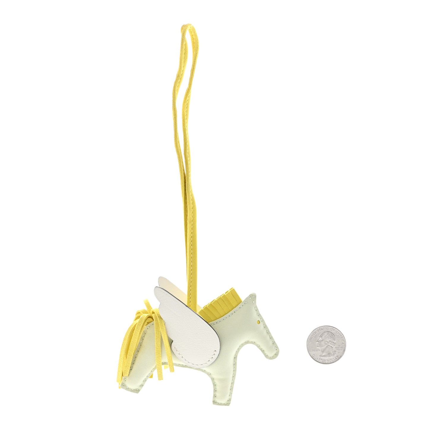 Milo Lambskin Grigri Rodeo Pegase Horse Bag Charm PM Vert Fizz Lime White