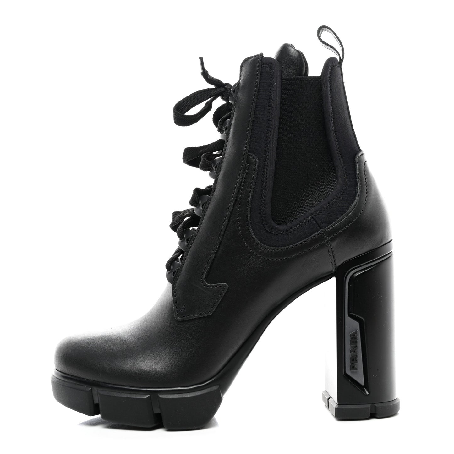 Vitello Montana Neoprene Lace Up Chelsea 110mm Ankle Boots 41 Black
