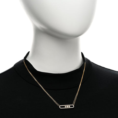 18K Yellow Gold Diamond Move Double Chain Pave Necklace