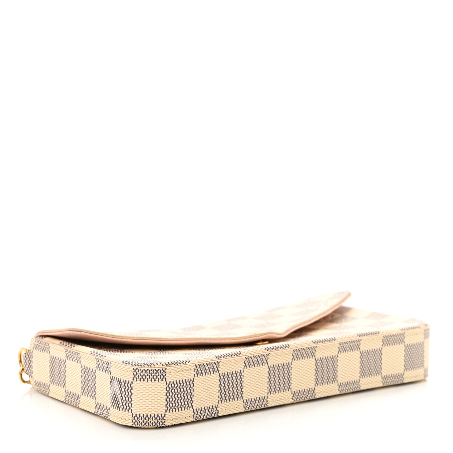 Damier Azur Pochette Felicie Chain Wallet Rose Ballerine