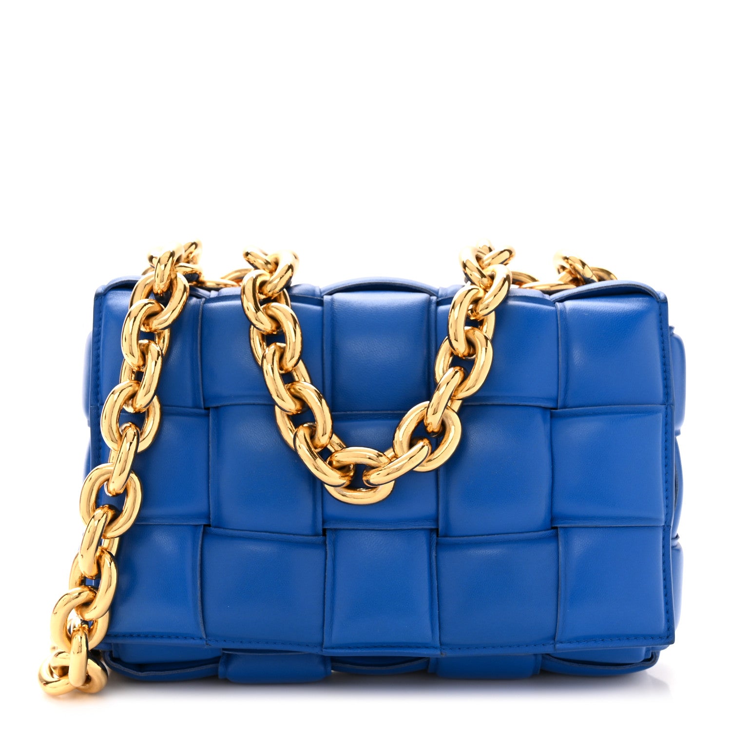 Bottega Veneta Lambskin Maxi Intreccio Padded Chain Cassette Crossbody Bag Cobalt 1 of 11