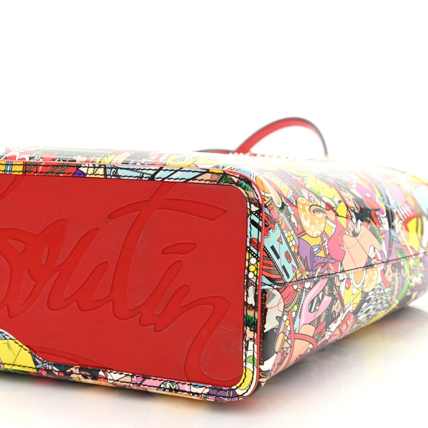 Patent Calfskin Small Super Loubi Print Cabata Tote Multicolor