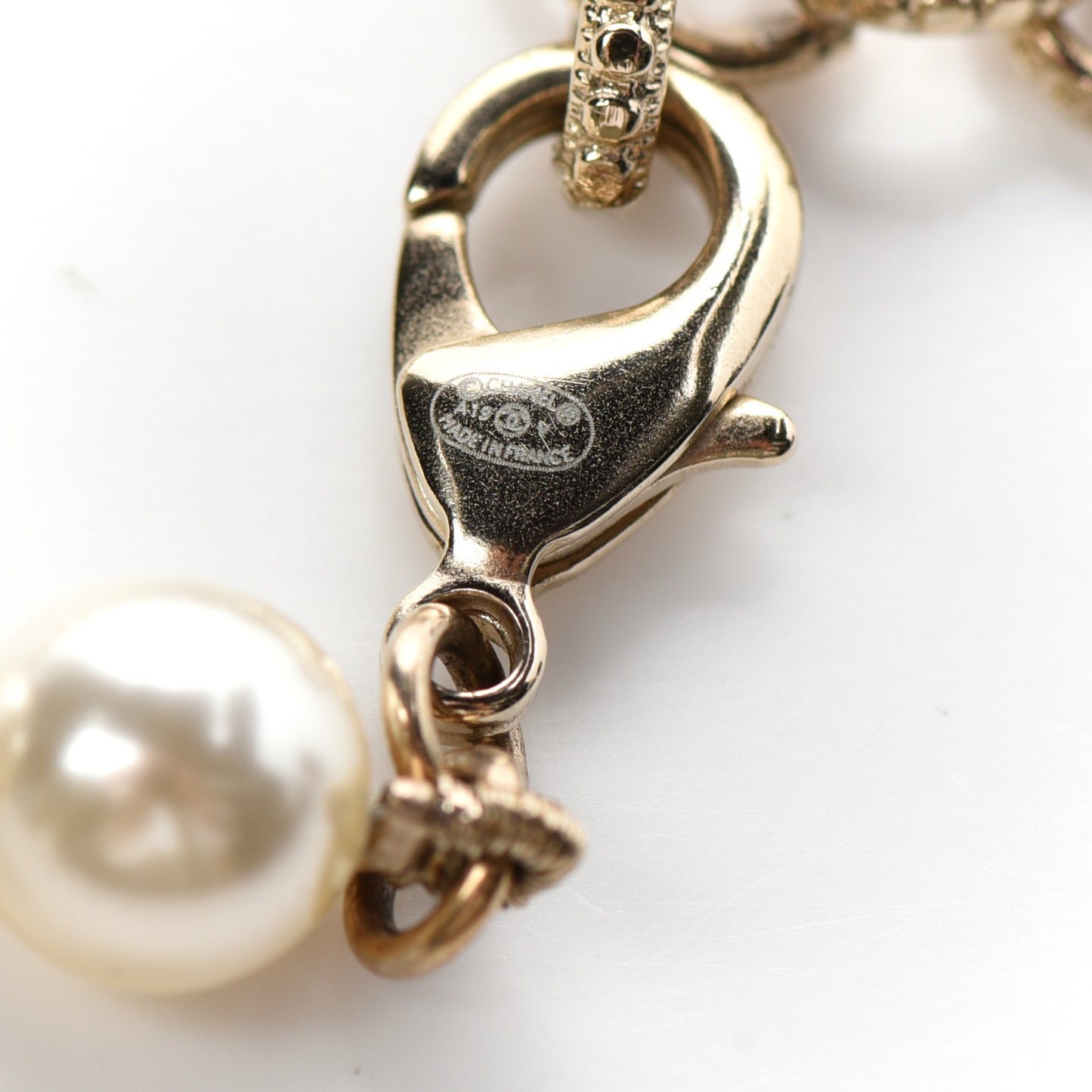 Pearl Crystal CC Bracelet Gold