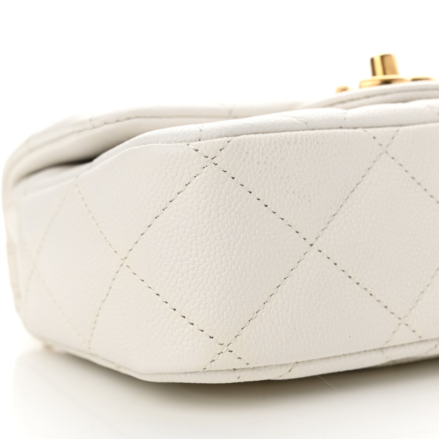 Caviar Quilted Mini Sweetheart Flap White