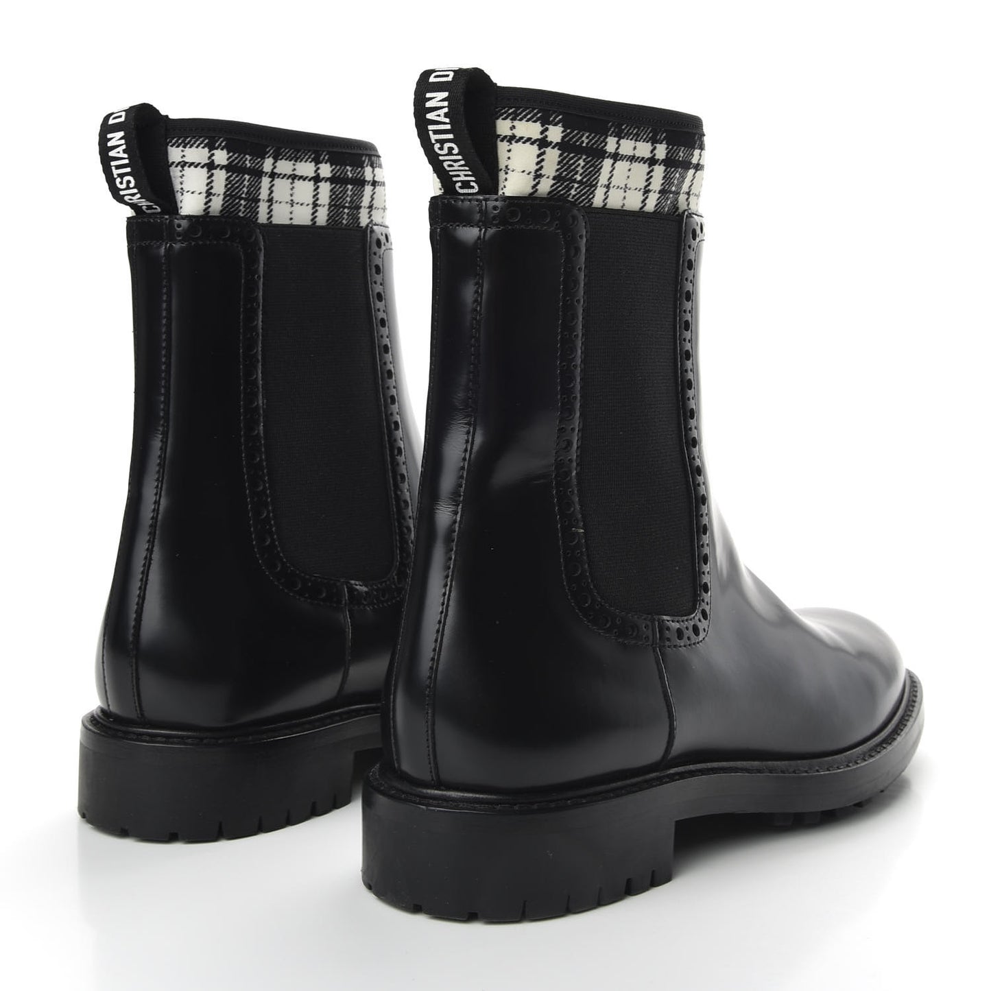 Calfskin Tartan D-Order Low Boot 36.5 Black Off White