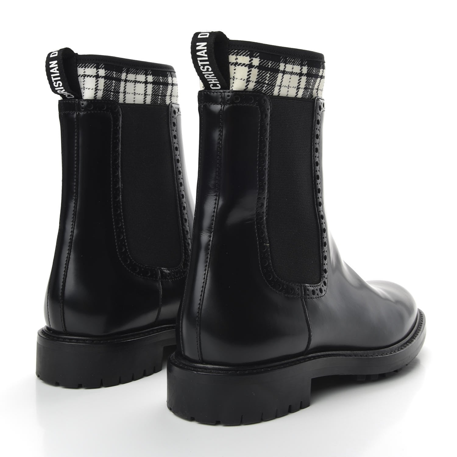 Christian Dior Calfskin Tartan D-Order Low Boot 36.5 Black Off White 4 of 8