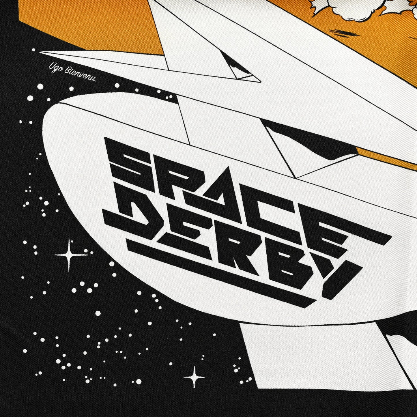 Silk Space Derby Scarf 90 Black White Gold