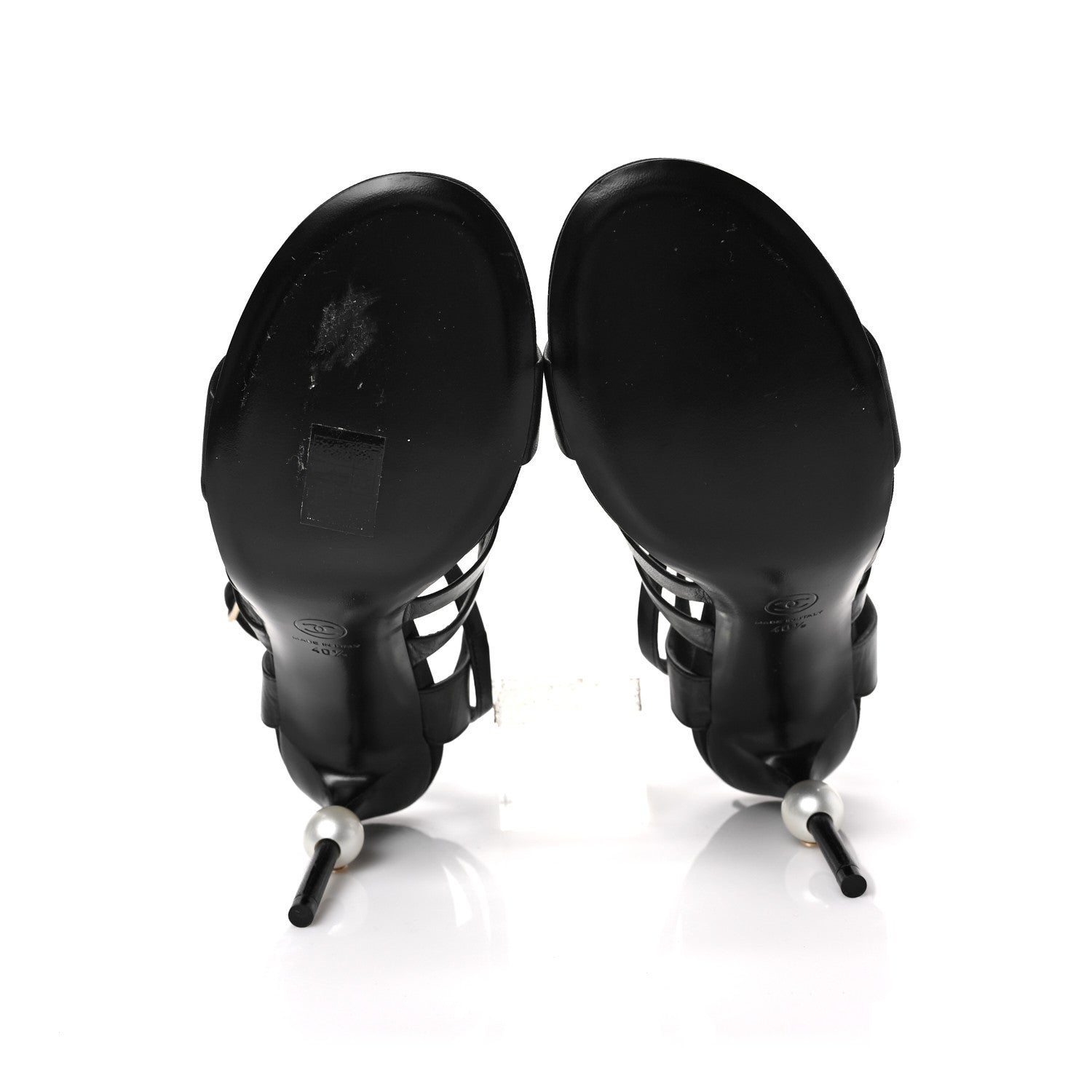 Chanel Calfskin Pearl CC Pumps 40.5 Black 5 of 9