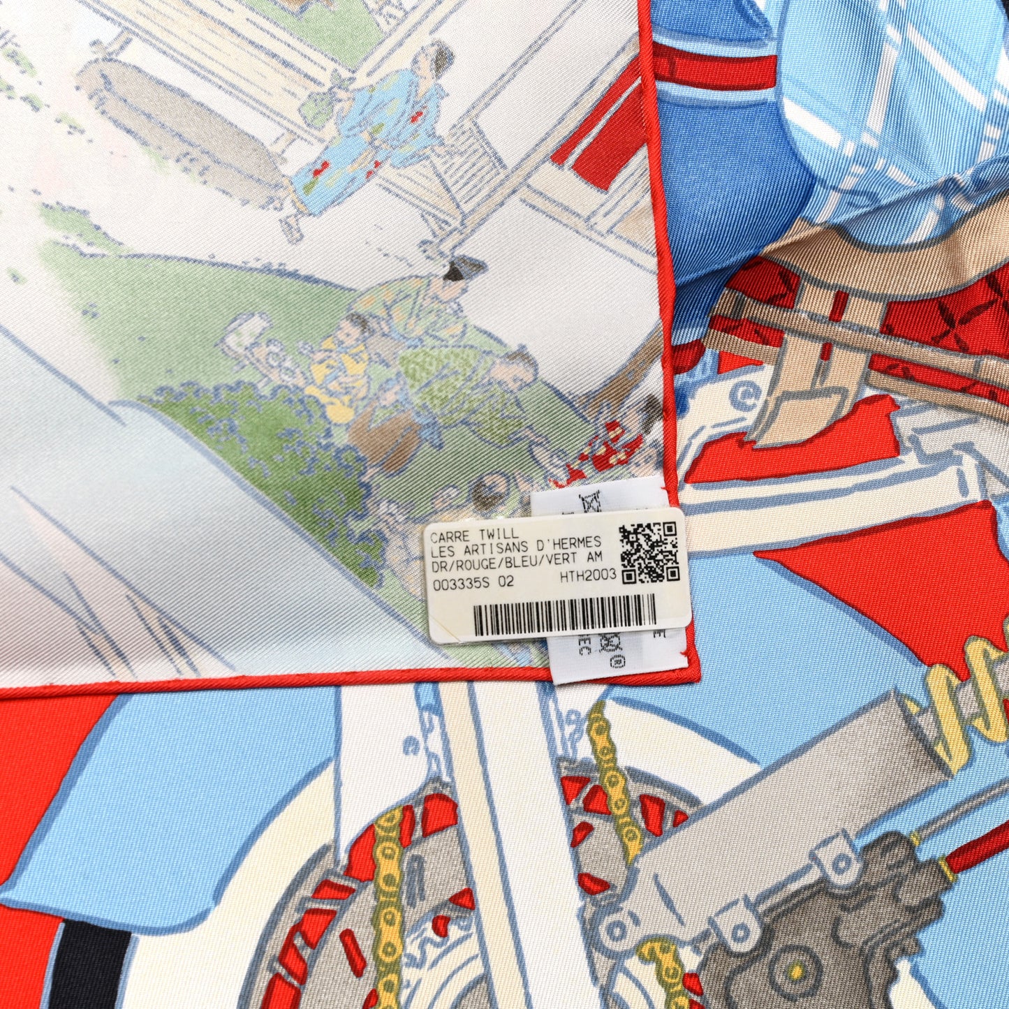 Silk Les Artisans D'Hermes Scarf 90 Rouge Bleu Vert