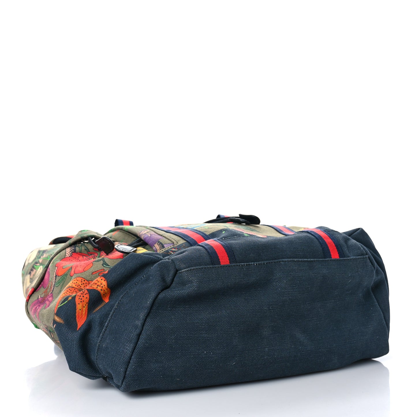 Canvas Floral Snake Double Buckle Backpack Green