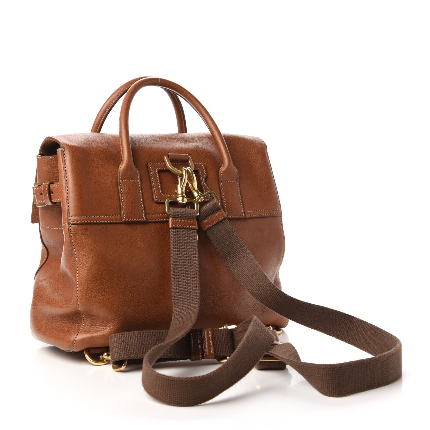 Natural Leather Cara Delevingne Convertible Backpack Brown